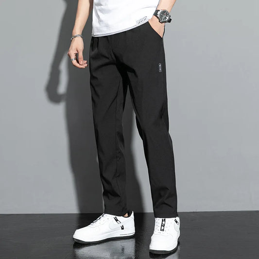 2026 The new men's summer fashionable versatile Black Gray Thin Business Casual Pants Outdoor Elastic Breathable Straight Leg Sw