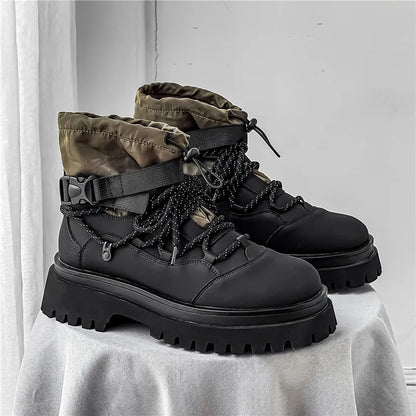 Fashion Men Casual Boots Designer High Top Mens Ankle Boots Winter Work Boots Breathable Walking Sneakers Black Leather Boots