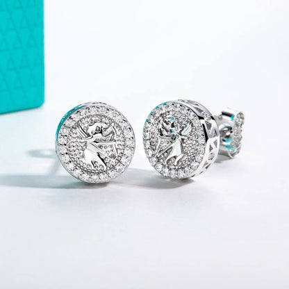 0.29cttw Iced Out Moissanite Stud Earrings 925 Sterling Silver Angel Earring New Age Hip Hop Jewelry for Men And Women