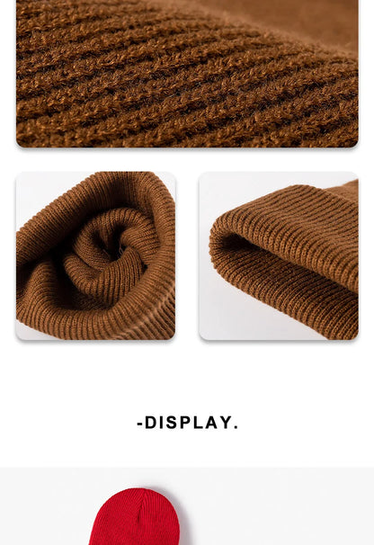 Women Men Autumn Winter Warm Beanie Hat Solid Color Lady Male Stretch