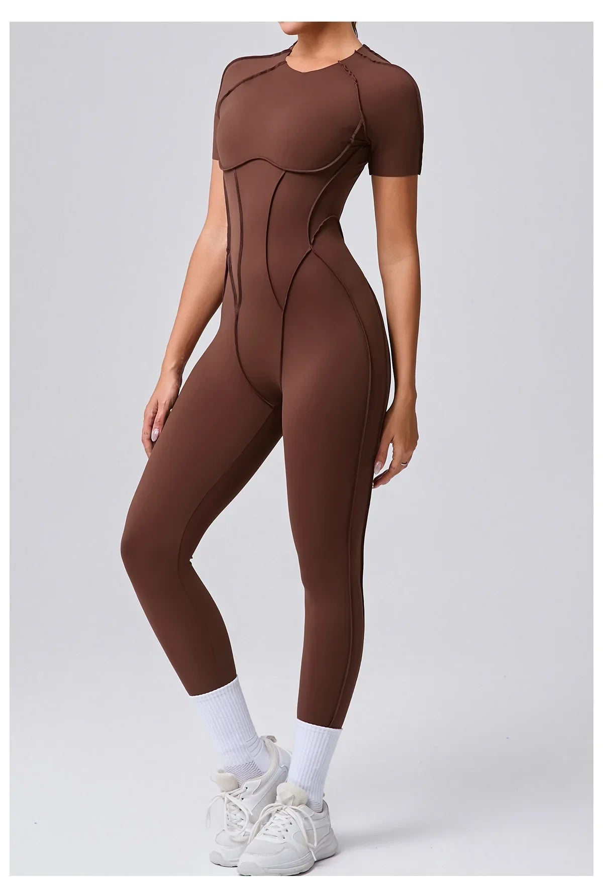 Women's High Elasticity Sports Bodysuit Kit Yoga Fitness Jumpsuit Open Back Hip-Lift Outdoors Gym Workout Sexy Fitness Outfit