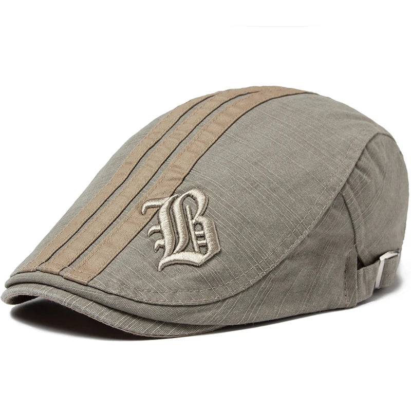 Men Beret Fashion Embroidery Flat Cap Summer Visor For Male