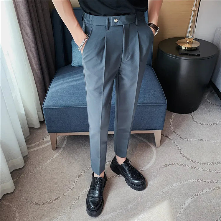 Men Slim British Style Suits Pants Business Casual Trousers Male Solid Fit Trousers High Quality Man Formal Wear Suit Pants 36