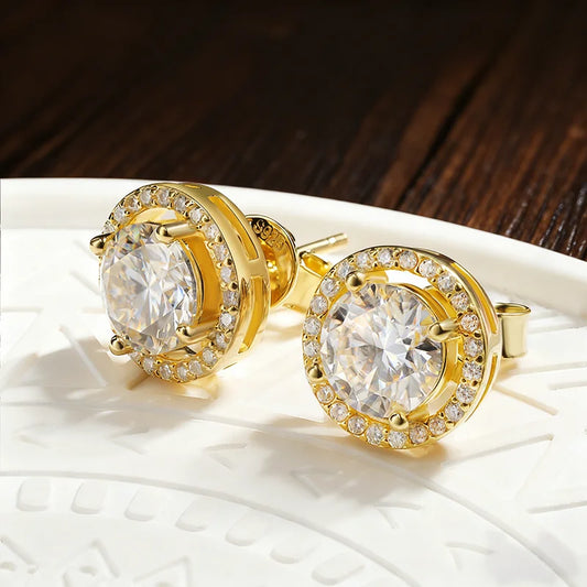 100% 925 Sterling Silver 0.5-2 Carat Moissanite Stud Earrings For Women D Color Diamond Earring Sparkling Fine Jewelry