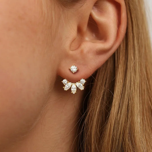 Round/Marquise Cut Moissanite Diamond Stud Earrings with Certificates S925 Silver Detachable Earcuff Drop Earring for Women