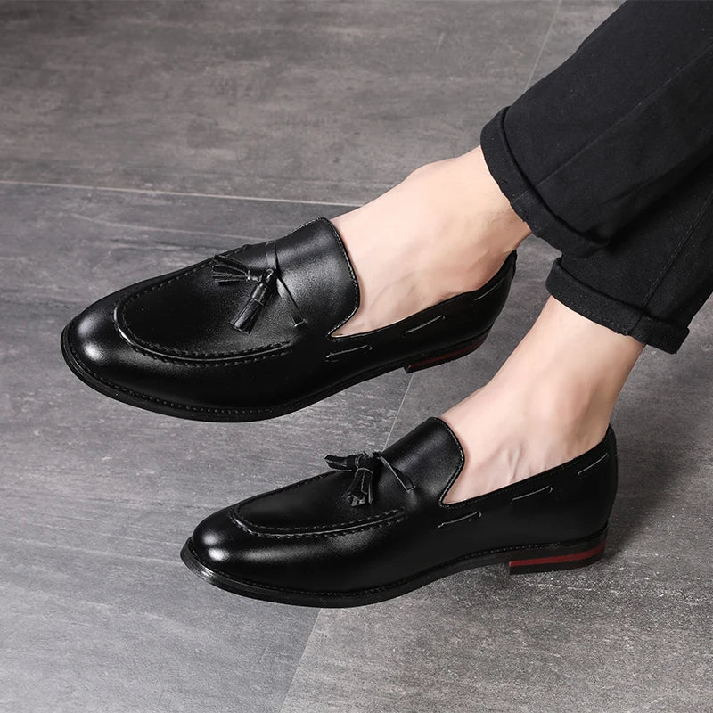 Men's Leather Shoes Fashion Business Formal Dress Loafers Moccasins Luxury 2026 Doudou shoes British Korean version plus size 48