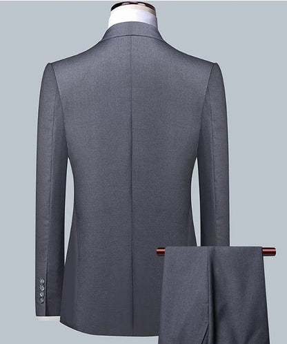 Men's Solid Color Business Suit Fashion Banquet Wedding Trend Groom Best Man Single 3/2/1