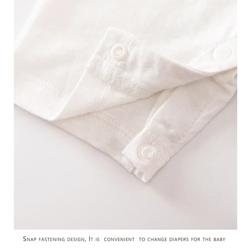 Summer Infant Boys Romper Short Sleeve Half Button-Up Collared Overalls Fashion Baby Clothing for Newborns And Toddlers