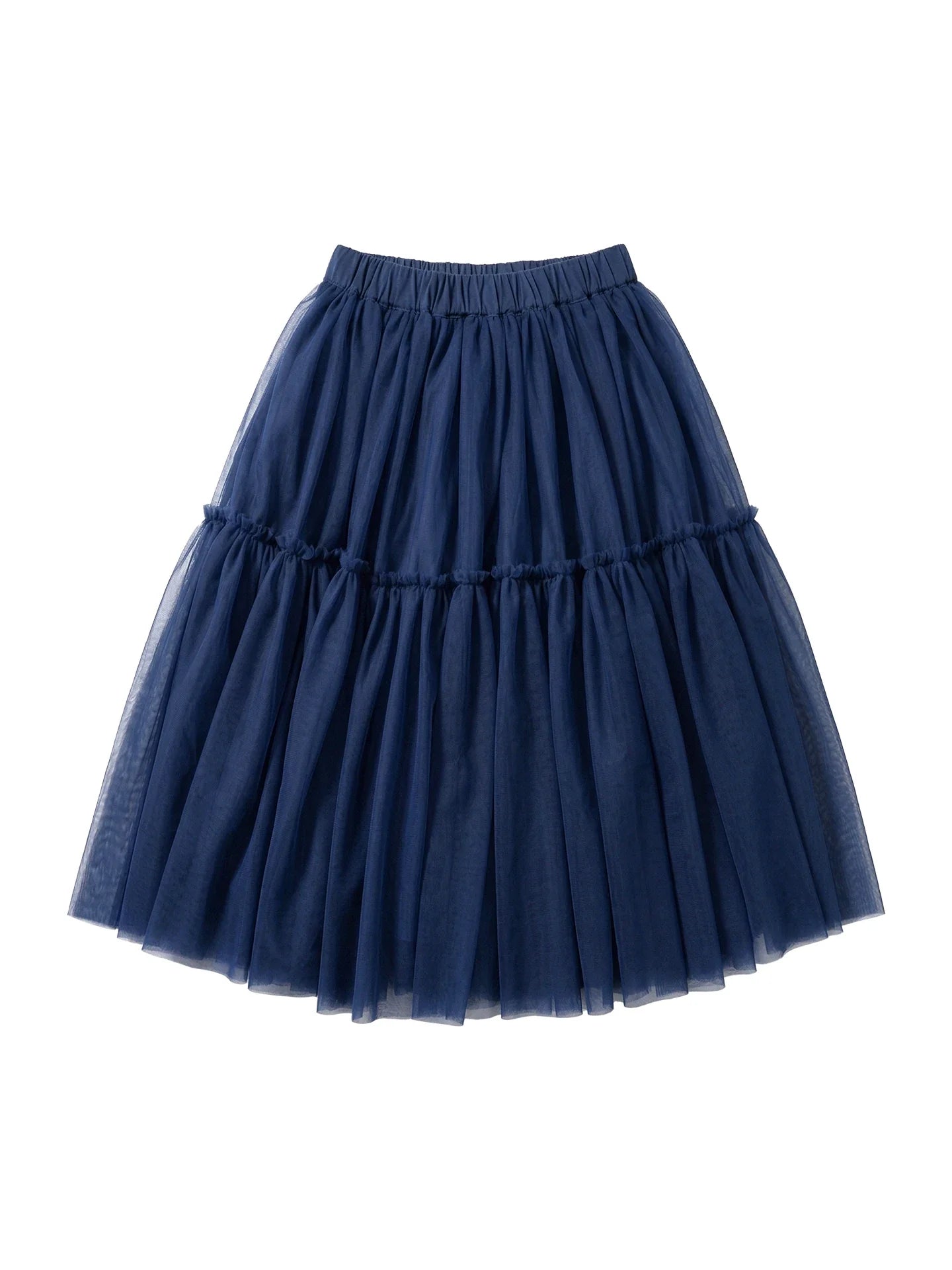 2026 Spring High Waist A-line Puff Half length Skirt Versatile Mid length Retro Blues Mesh Skirt 265398