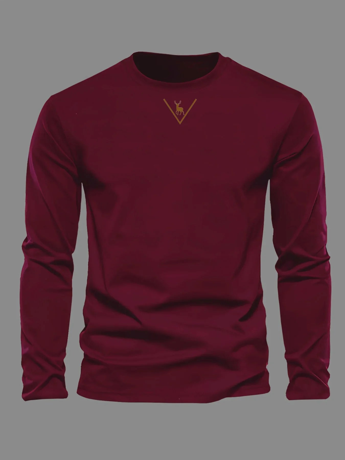Fashionable California Pattern Print Men's 100% Cotton Loose and Comfortable Sports and Leisure Round Neck Long Sleeve T-shirt