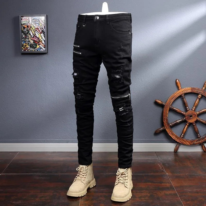 2024 Spring and Autumn New Fashion Black Stretch Straight Leg Jeans Men's Casual Comfort Breathable High-Quality Denim Pants