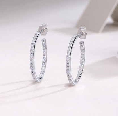 Hoops 1.8mm Moissanite Earrings For Women Real 925 Sterling Sliver Plated Yellow Gold Hoop Earring Fine Jewelry Christmas Gifts