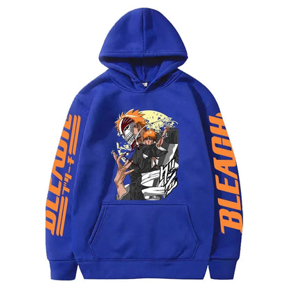 Japan Anime Cartoon Manga Peripherals Hoodies Bleach Print Pullovers Long Sleeve Harajuku Fashion Fleece Warm Casual Sweatshirt