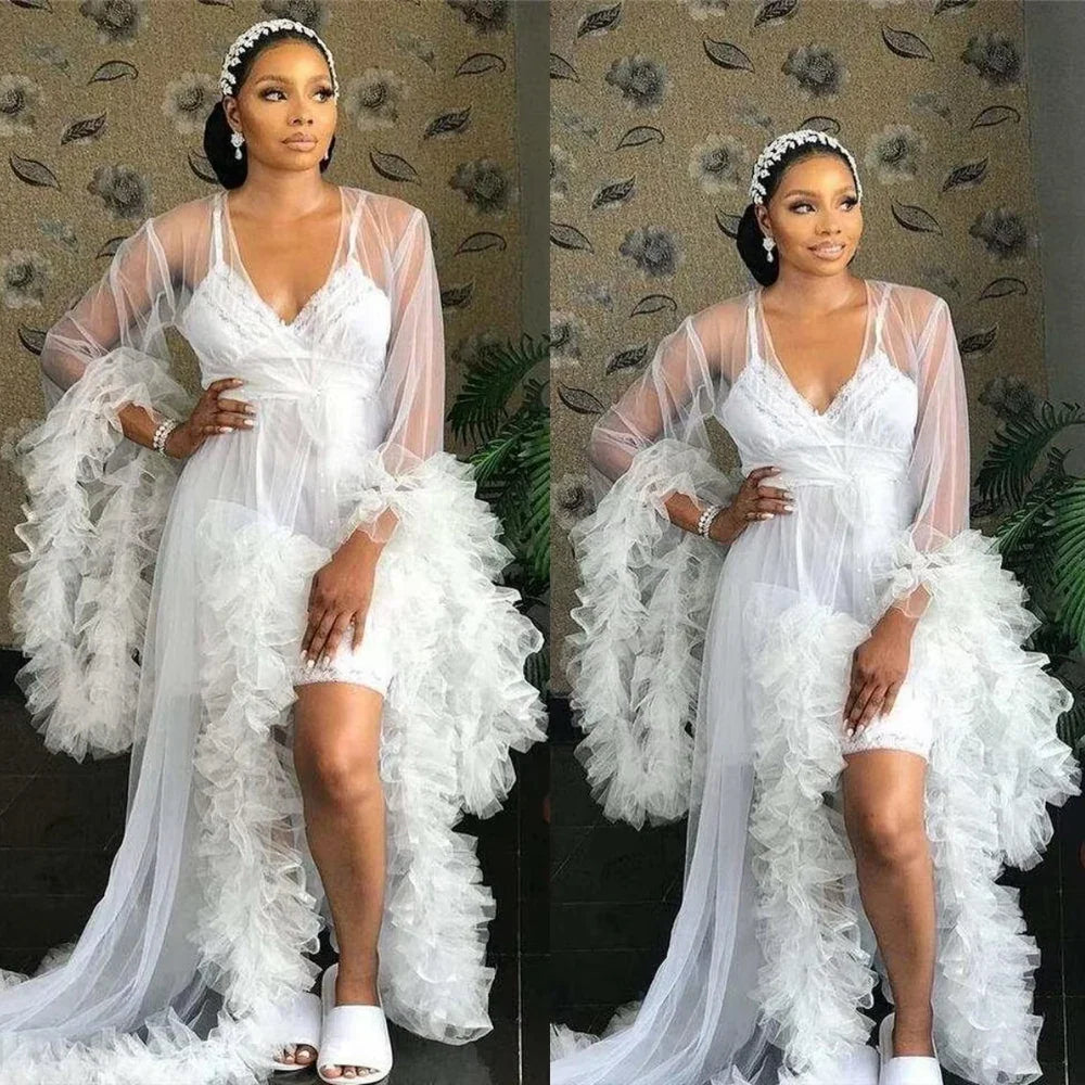 Wedding Robe Pregnant Party Ruched Maternity Dresses Sheer Nightgown Long Jacket Evening Dress Customized