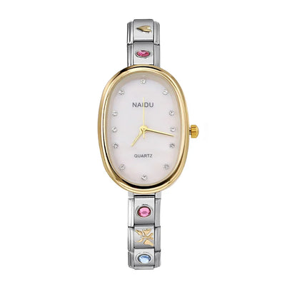 Fashion New Niche Watch Female Style Female Student Ellipse Quartz Watch Stainless Steel Strap Width 9mm Everyday Gifts