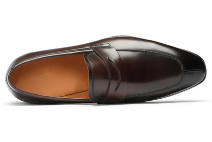 Mens Penny Loafers Elegant Wedding Party Full Grain Leather Casual Dress Shoes Brown Black Business Formal Shoes Moccasins