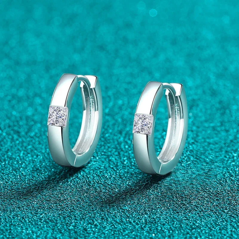 Princess Cut Moissanite Hoop Earrings for Women D VVS1 Lab Diamond 925 Sterling Silver Party Wedding Earring Fine Jewelry
