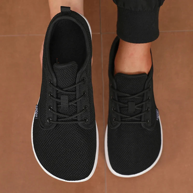 Sapatos Masculinos Tênis Bico Largo Descalço Casual Ampla Forma Moda Lona Preto Sapatos De Prancha Plana Malha Respirável Sapatos Masculinos