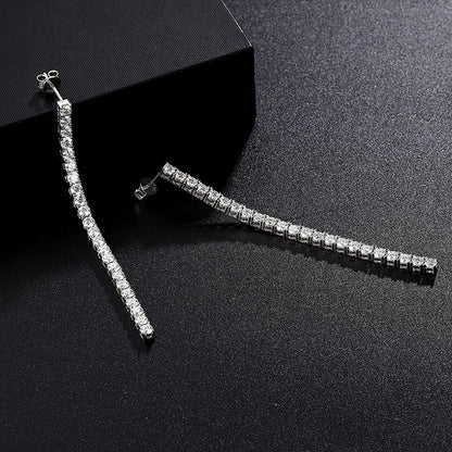 2.5/3mm Long Tassel Moissanite Tennis Drop Earrings With Certificate 100% S925 Silver Dangle Earring For Women Fine Jewelry