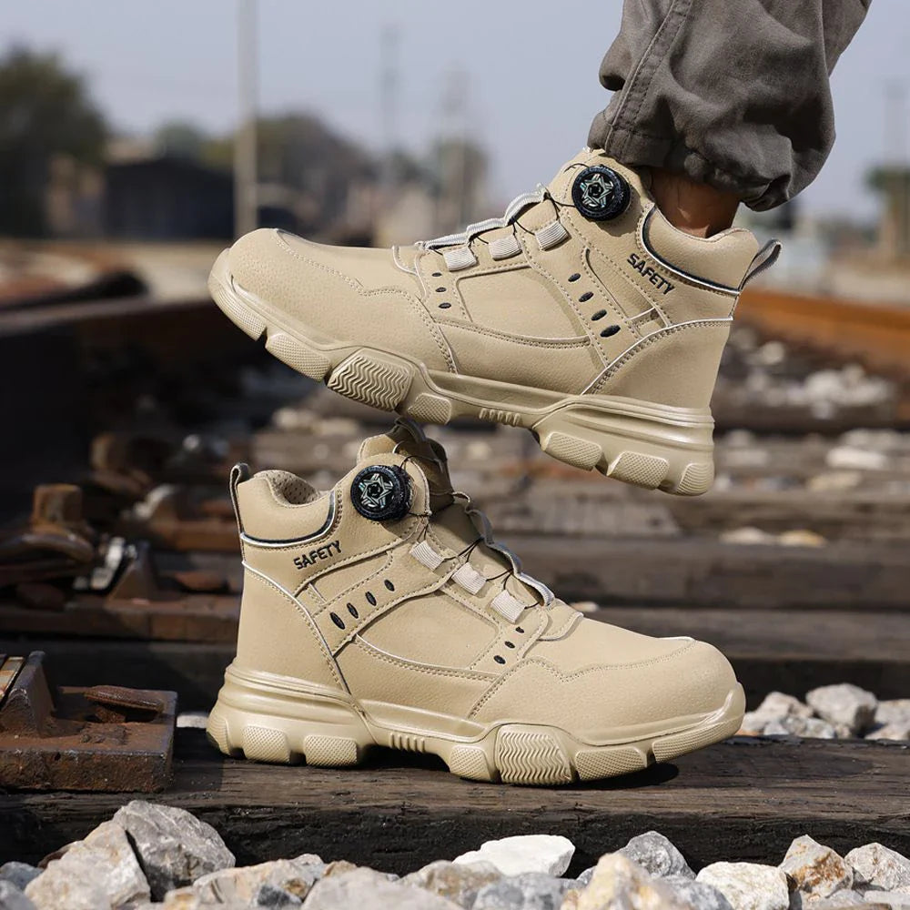 Rotating Button Style Protective Shoes Men Safety shoes Anti-Smash Puncture-Proof Indestructible Work Boots Steel Toe Men Shoes