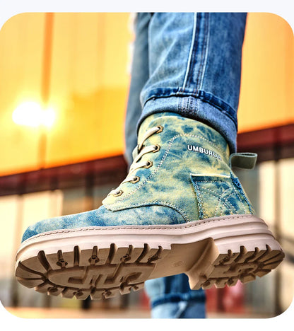 2025 New Fashion Women's Safety Shoes Smashing Steel Head Puncture Proof Kevlar Street Outdoor Light Women's Work Boots