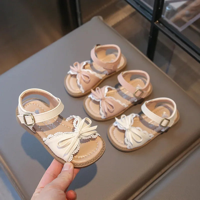 Girls Cute Lace Bow Princess Sandals New Little Kids Soft-soled Beach Summer Shoes Size 22-31