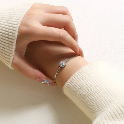 6.5mm 1.0ct Luxury Moissanite Bracelet for Women s925 Sterling Silver Adjustable Tennis Chain Engagement  Fine Jewelry