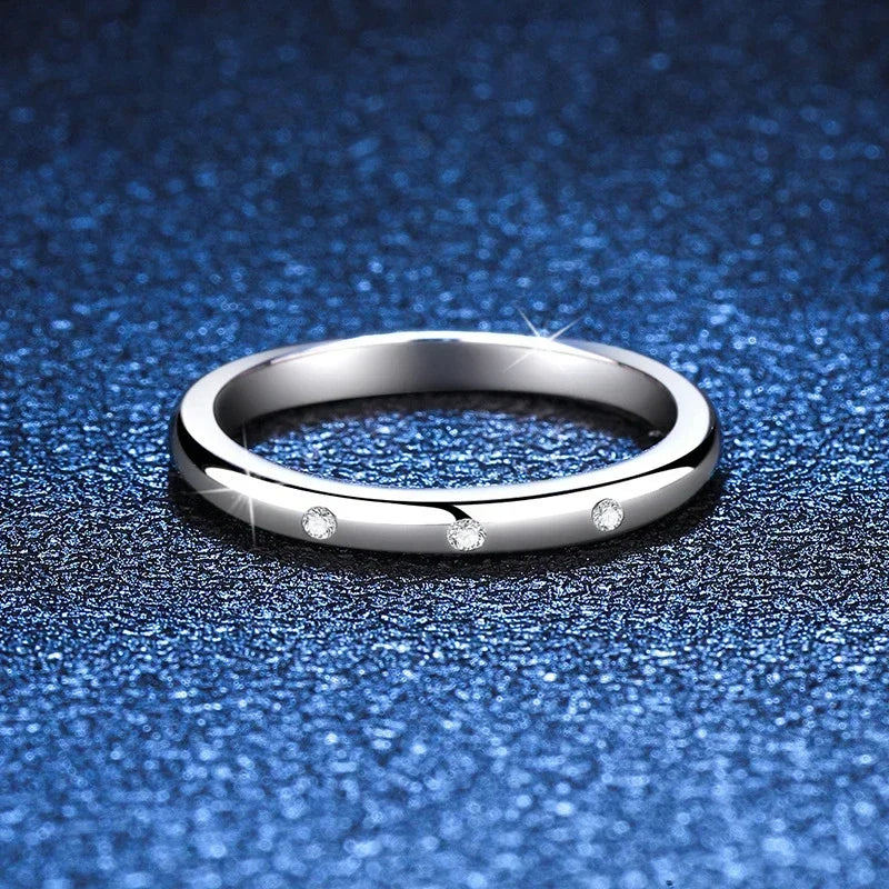 Moissanite Ring for Women S925 Solid Silver with White Gold Plated Diamond Wedding Bridal Band Luxury Jewelry Gift