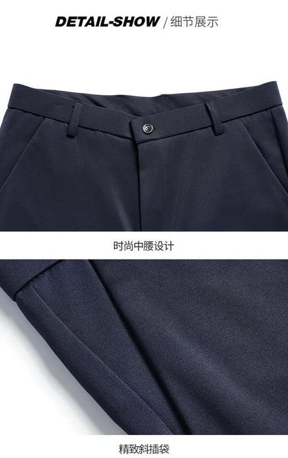 Men's Four-Way Stretch Business Casual Pants Spring/Autumn Formal Dress Trousers Elastic Comfortable Casual Pants