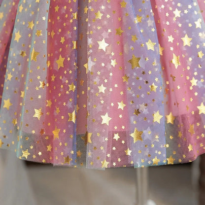 Baby Prinsess Dress Girls Birthday Party Dresses Kids Children Sleeveless Tulle Tutu Clothings 1-5Y