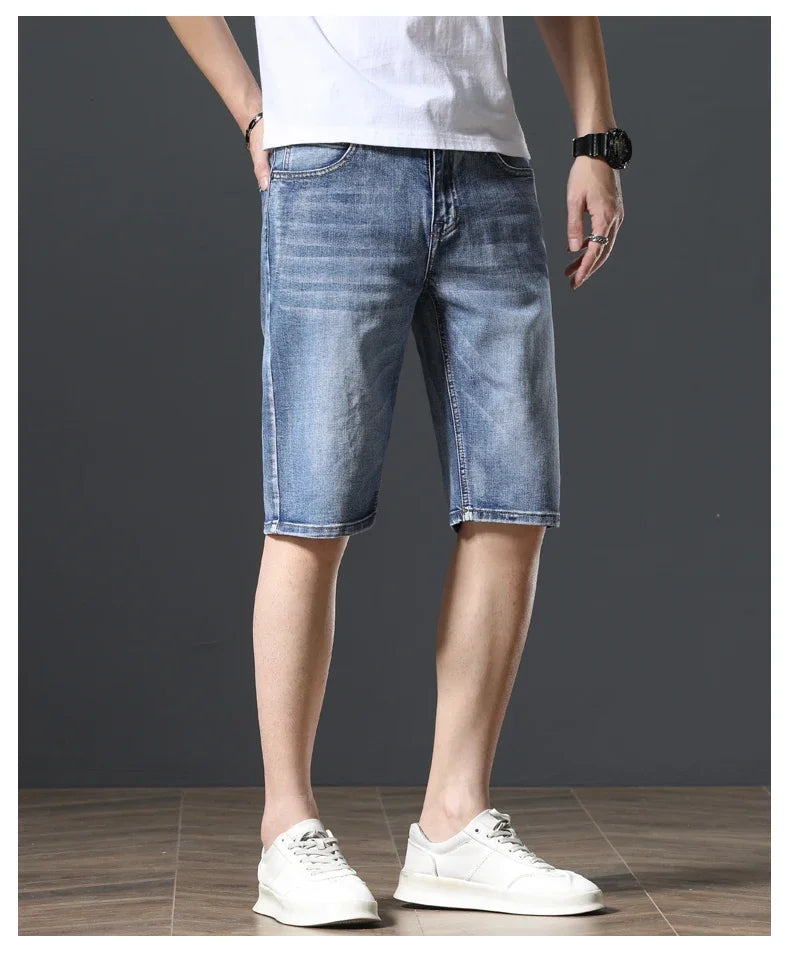 2025 New Summer Brand Stretch Thin Bermuda Masculina Cotton Denim Jeans Men Knee Length Soft Ropa Hombre Shorts