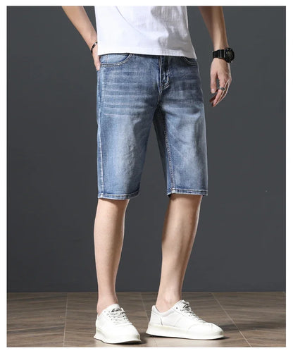 2025 New Summer Brand Stretch Thin Bermuda Masculina Cotton Denim Jeans Men Knee Length Soft Ropa Hombre Shorts