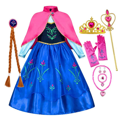 Girl Princess Dress Halloween 2026 Cosplay Party Costume Snow Queen Princess Clothes Children Outfit