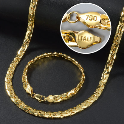 Sunny Luxury Copper Alloy Necklace Bracelet Women's Set Flat Cuban Chain Punk Style Suitable Party Jewelry Gifts
