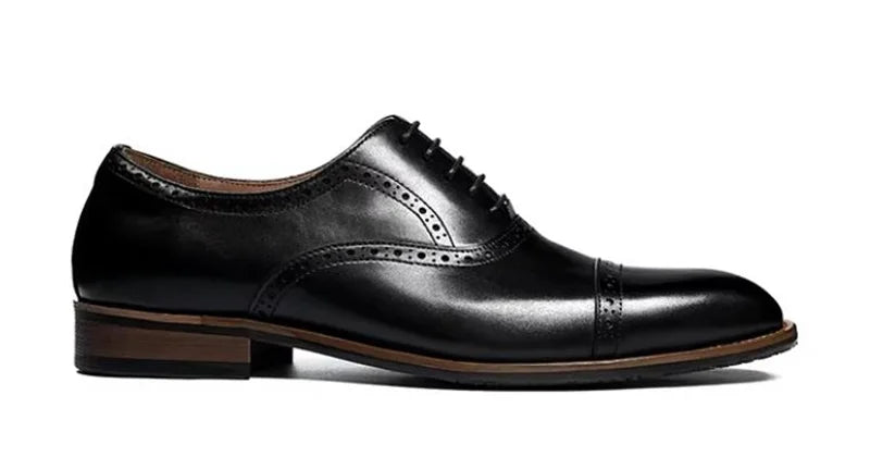 High Quality Genuine Leather Formal Shoes For Men New Style Carved Pattern Lace-up Three-joint Oxford Wedding Dress Shoes