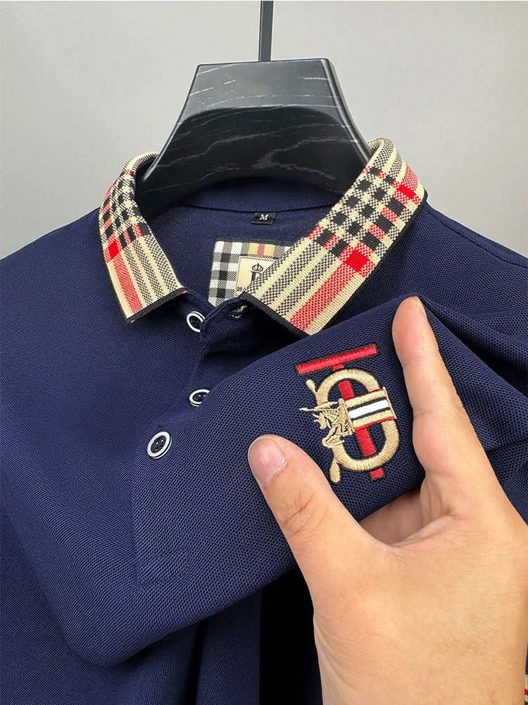 Men's Summer New Embroidered Short Sleeved Polo Shirt Luxury Brand Trendy Casual Lapel T-Shirt Breathable Top Men's Clothing