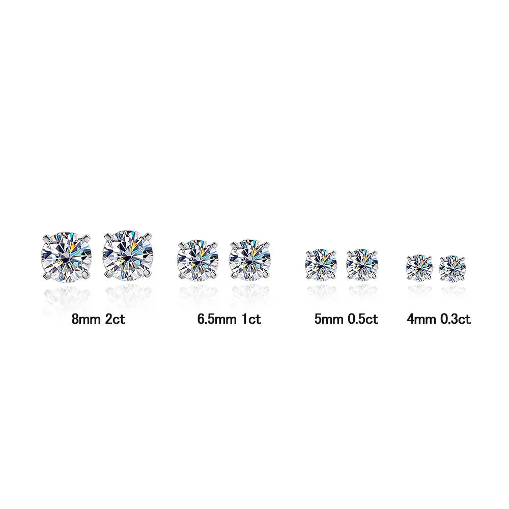 Moissanite Earring 0.2-2ct D VVS1 GRA Certified Lab Diamond 4 Claw s925 Sterling Silver Stud Earrings for Women Man