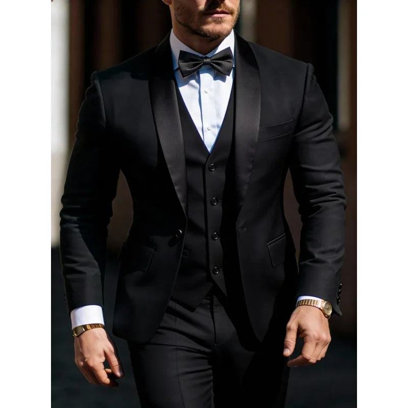 Men's 3pcs Suit Set Jacket Vest Pants, Prom Party Wedding Business Suits for Men мускульный костюм wedding suits for men