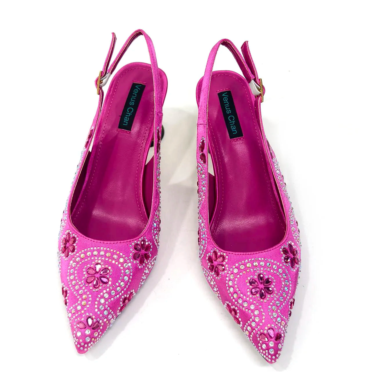 Elegant Rhinestone Pointed-Toe Pumps With Matching Bag Set Large Capacity Bag for Women's Party High Heels