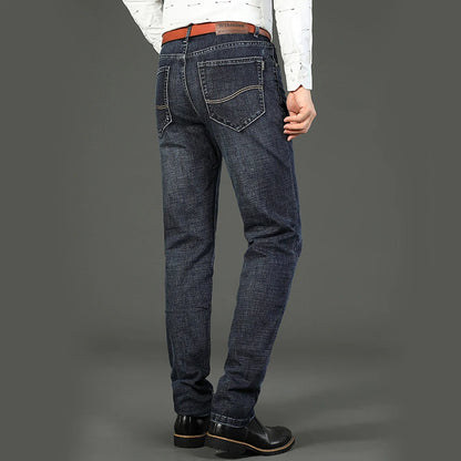 Wthinlee Business Men Jeans Casual Straight Stretch Fashion Classic Blue Black Work Denim Trousers Spring Summer Brand Clothing