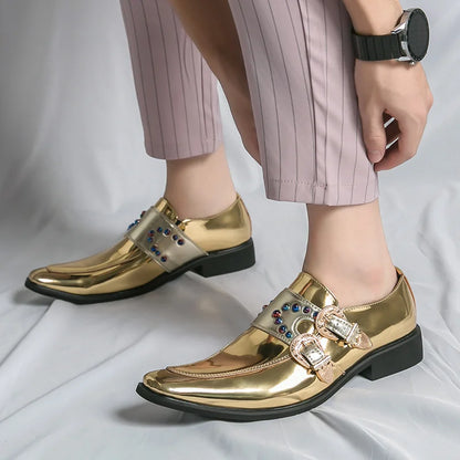 Pink Mens Patent Leather Shoes Designer High Quality Pointed Chelsea Formal Shoes Man Dress Wedding Party Shoes Men