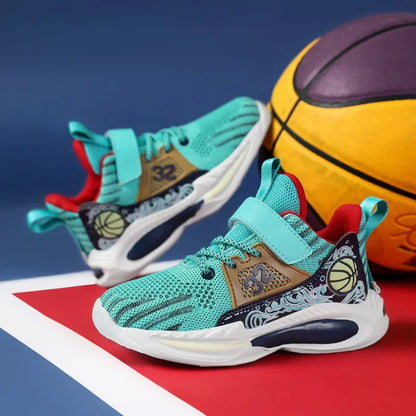 Brand Kids' Sports Shoes Non-slip Running Shoes Boys Basketball Sports Tennis Shoes Fashion Comfortable Teenager Casual Sneakers