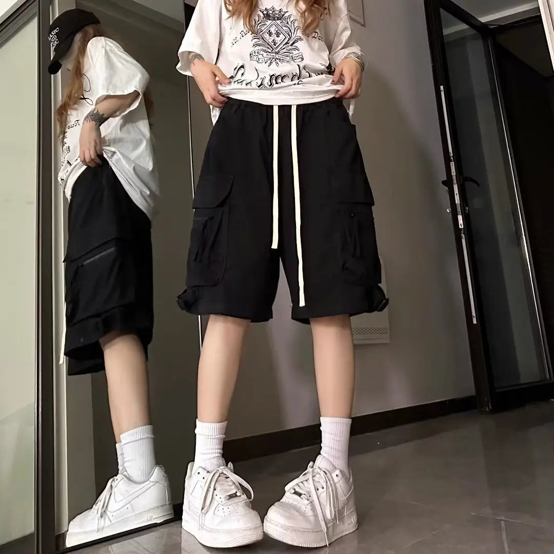 Europeans American Style Plus Size Cargo Pants High Street Hip-hop Women's Shorts Summer New Casual All-match Five-pointed Pants