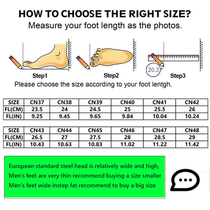 Men's Steel Toe Safety Work Shoes Anti-Smash & Puncture Breathable Lightweight Durable Construction Boots for Industrial Outdoor