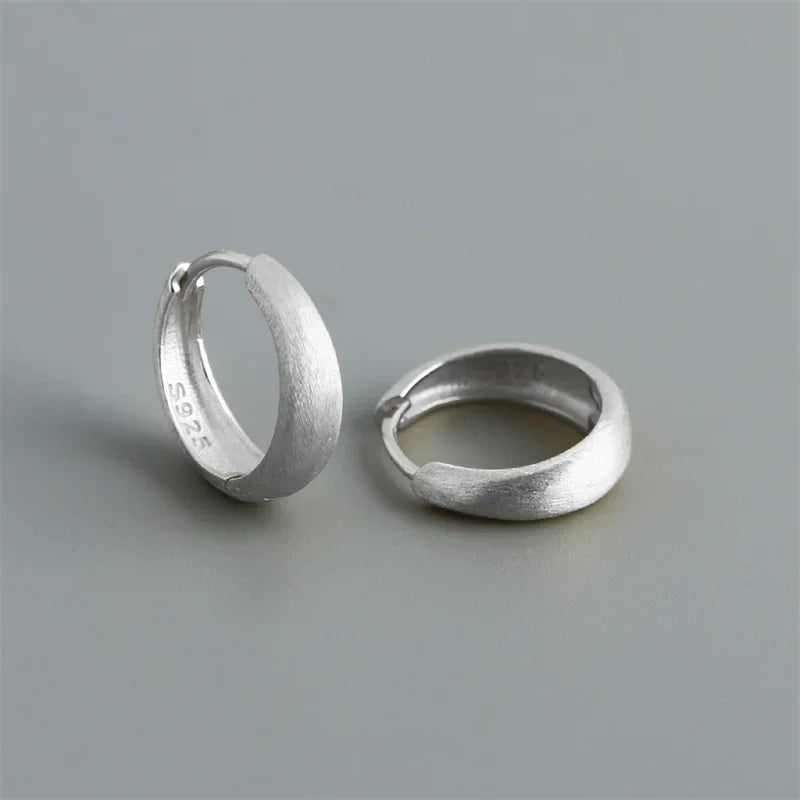 925 Sterling Silver Simple Statement Matte Large Huggies Hoop Earrings for Men Women Fine Gothic Punk Charms S925 Jewelry