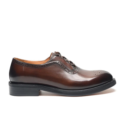 Classy Men's Oxfords Wedding Formal Shoes Handmade Genuine Leather Lace-up Brogue Round Toe Business Office Dress Shoes for Men