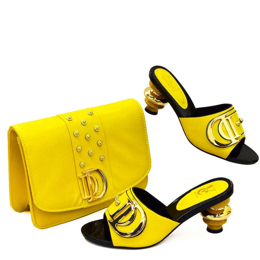 2024 Latest Italian Design Fashion African Women's Low Heel Comfortable Shoes and Bags Set Leather Casual Ladies Slippers