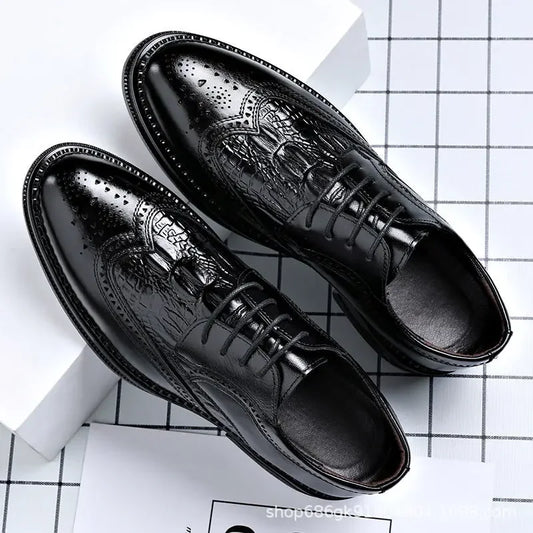 Fashionable Leather Shoes for Men Wedding Groom Formal Business Casual Shoes Comfortable Versatile New Style Rubber Sole