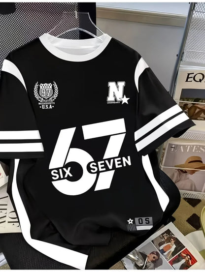 Summer Number Digital 3D Printed T-Shirt for Kids Sports Style Top Patchwork Short Sleeve Sports Football Jersey Y2k Loose Tops
