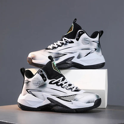 Children‘s Basketball Shoes Non-slip Breathable Basketball Training Sneakers Lace-up Boys Girls Basketball Boots Athletic Shoes